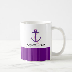 Caneca De Café Âncora de Barco Roxa Náutica