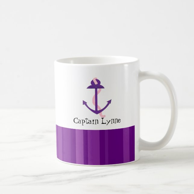 Caneca De Café Âncora de Barco Roxa Náutica (Direita)