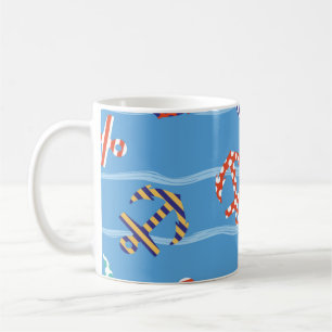 Caneca De Café Âncora de padrão sem costura em um plano de fundo 
