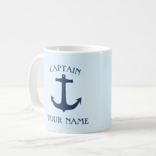 Caneca De Café Âncora do marinho do capitão do navio personaliz