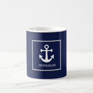 Caneca De Café Âncora do nome azul do Marinho náutico