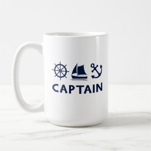Caneca De Café Âncora do veleiro das rodas Capitão Azul escuro