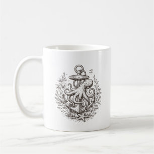Caneca De Café Âncora Náutica Vintage com Polvo       