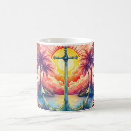 Caneca De Café Âncora solar num paraíso tropical.