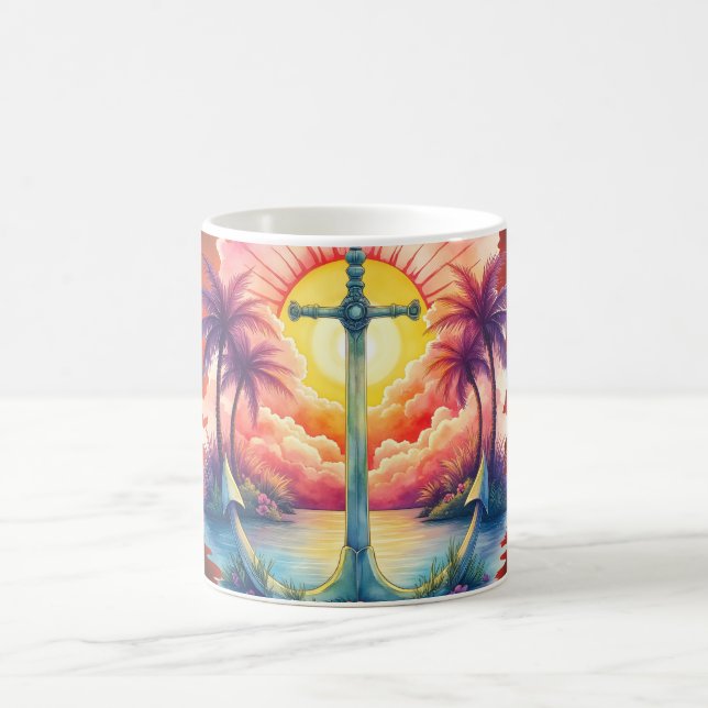 Caneca De Café Âncora solar num paraíso tropical.  (Centro)