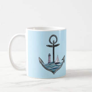 Caneca De Café Ancoragem e farol (Versão 1)