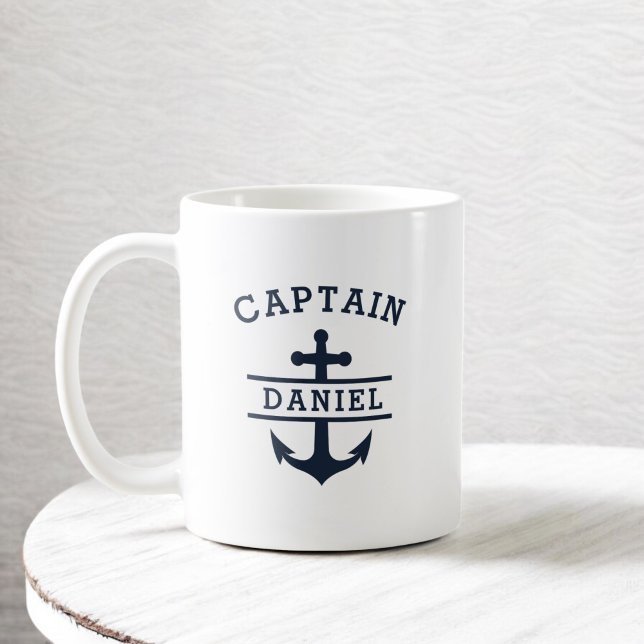 Caneca De Café Ancoragem Náutica do Capitão Bat Personalizado (Criador carregado)