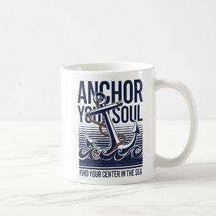 Caneca De Café Ancorar o Design do Oceano Náutico da Sua Alma
