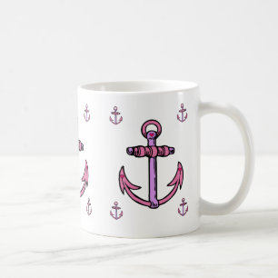 Caneca De Café Âncoras cor-de-rosa e roxas