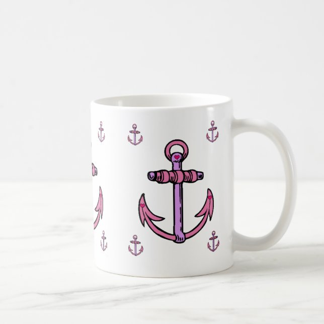 Caneca De Café Âncoras cor-de-rosa e roxas (Direita)
