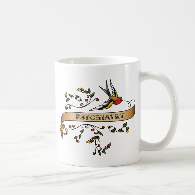 Caneca De Café Andorinha e rolo com psiquiatria (Direita)