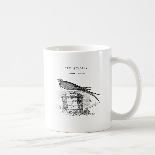 Caneca De Café Andorinha vintage pássaro (Direita)