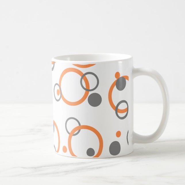 Caneca De Café Anéis Coloridos de Laranja e cinzas (Direita)