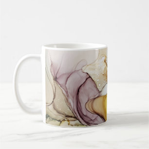 Caneca De Café Anéis de álcool, tom amarelo, abstrato.
