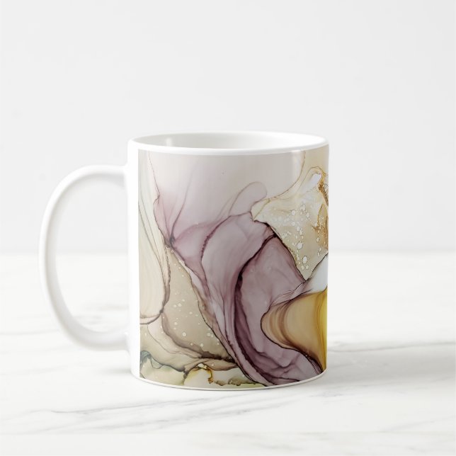 Caneca De Café Anéis de álcool, tom amarelo, abstrato. (Esquerda)