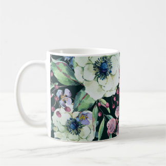 Caneca De Café Anemone Wildflower: Padrão de Aquarela Vintage