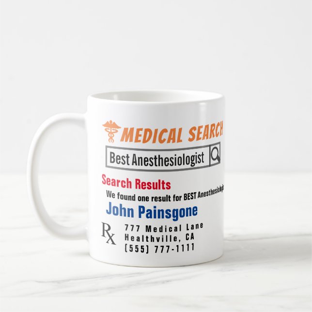 Caneca De Café Anestesiologista Funny Search Gift Mug (Esquerda)