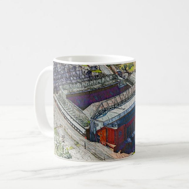 Caneca De Café Anfield Stadium Liverpool - Artistic Watercolour (Frente Esquerda)