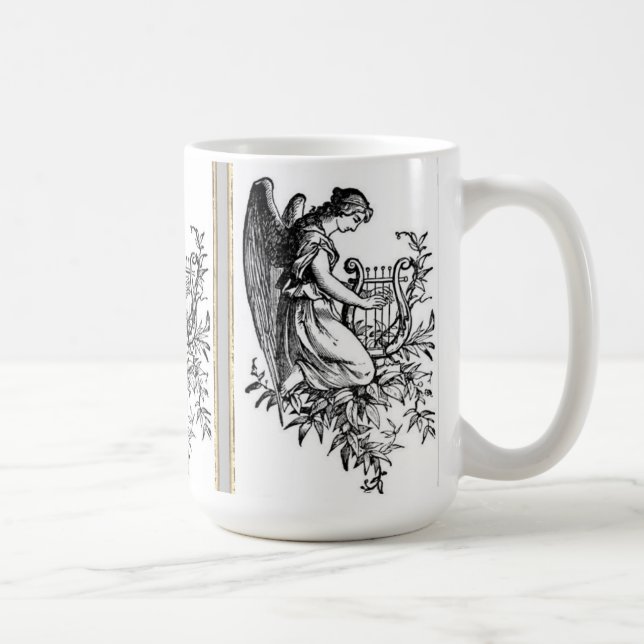 Caneca De Café Angel Com Harp E Flora (Direita)