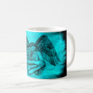 Caneca De Café Angel Eros in Love, design preto e verde