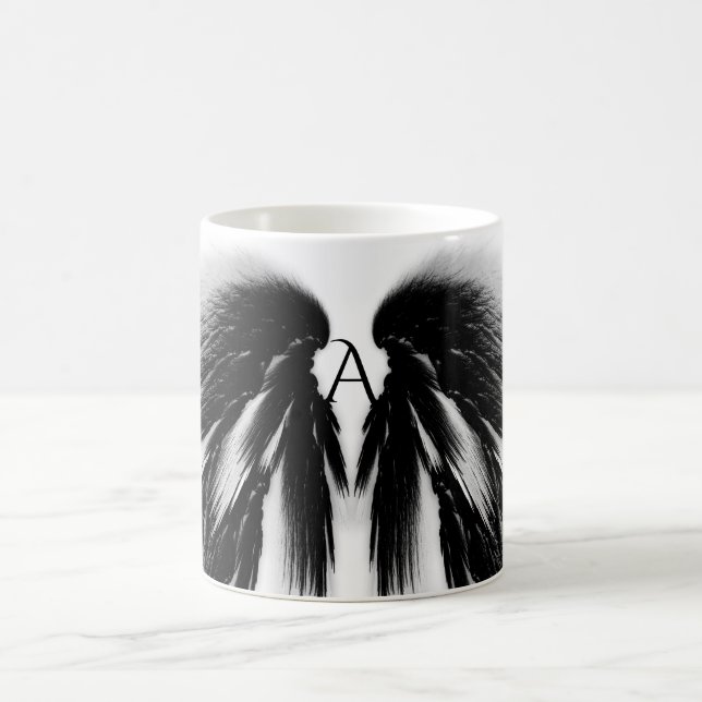 Caneca De Café ANGEL WINGS Cinza Negra Monograma (Centro)