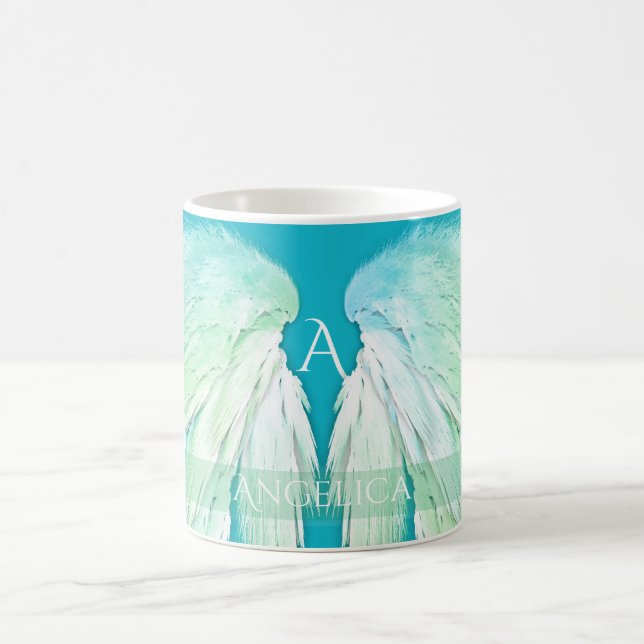 Caneca De Café ANGEL WINGS Monograma Nome fresco (Centro)