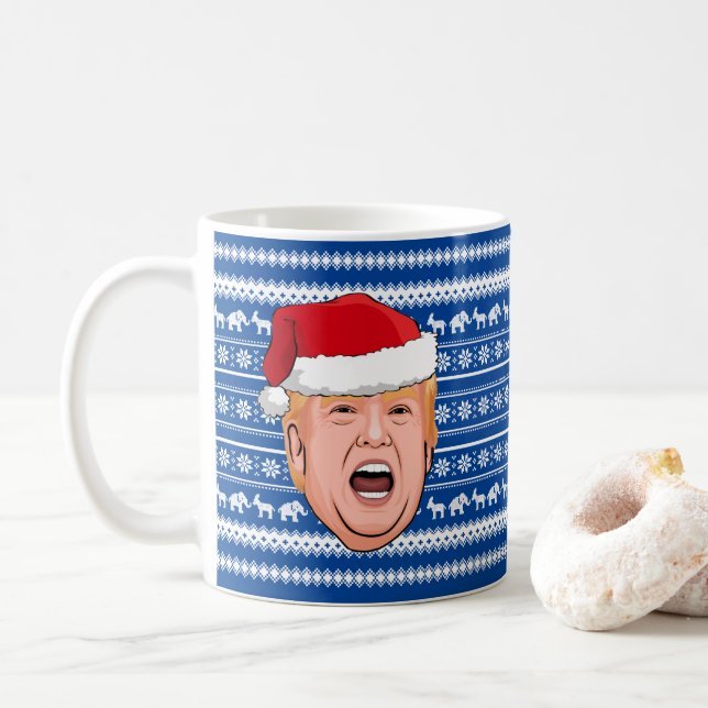 Caneca De Café Angry Donald Trump Christmas (Com Donut)