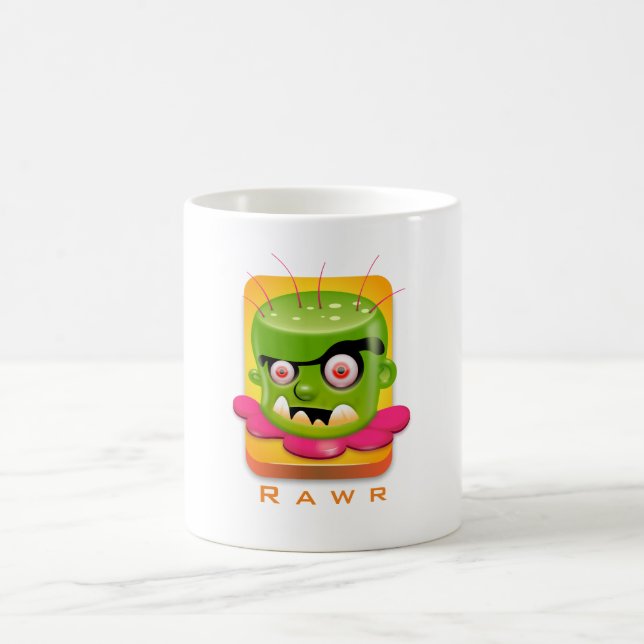 Caneca De Café Angry Frankenstein Cartoon diz rawr (Centro)