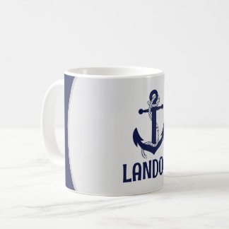 Caneca De Café Ângulo marítimo náutico azul personalizado do mari
