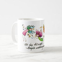 Caneca De Café Ângulos que voam alegremente "O dia todo" esboço d
