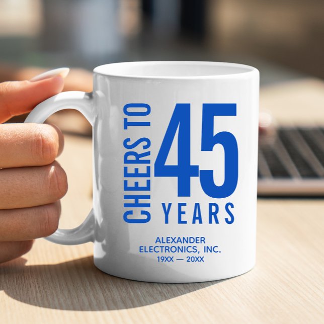 Caneca De Café Anima-se a 45 anos de aniversário de negócios (Change to ANY YEAR! Lots of other colors and years pre-done for you in our collection.)