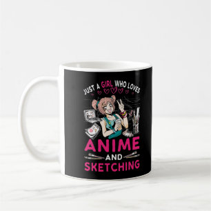 Caneca De Café Animação Desenhando Rapariga Otaku Adolescente V