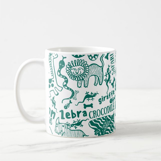 Caneca De Café Animais africanos: diversos padrões sem costura. (Esquerda)