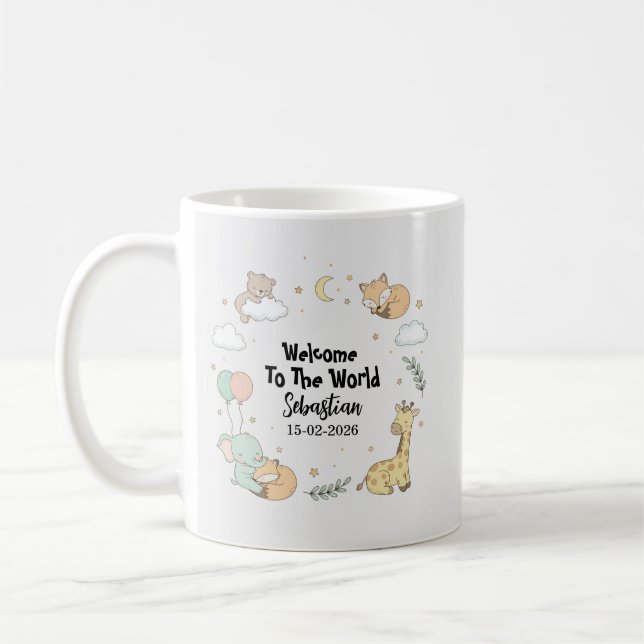 Caneca de Café Animais Bem-vindos ao Mundo (Esquerda)