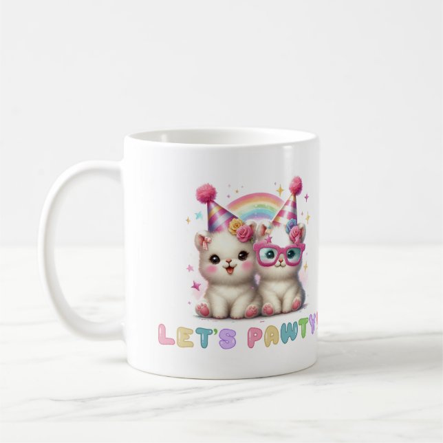 Caneca de Café Animais Brancos Adoráveis Bebês  (Esquerda)