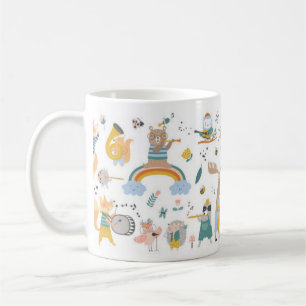 Caneca De Café Animais Cachorros Brincando Instrumentos Musicais