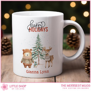 Caneca De Café Animais da Floresta Personalizados de Natal