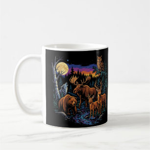 Caneca De Café Animais da Vida Selvagem da Floresta Vintage Alce