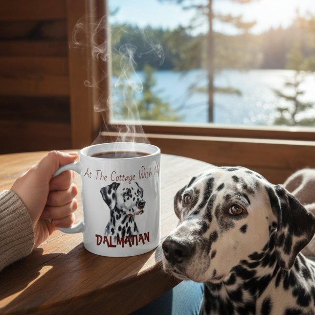 Caneca De Café Animais Dalmatian 'Na Cabana' Personalize (Criador carregado)