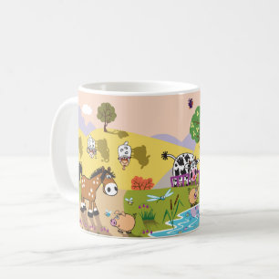 Caneca De Café animais de criação de desenhos animados. Ilustra
