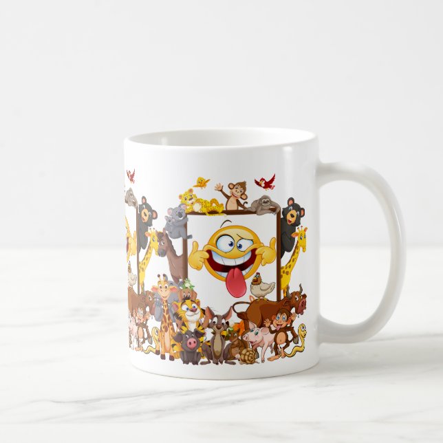 Caneca De Café Animais de desenho animado divertidos (Direita)