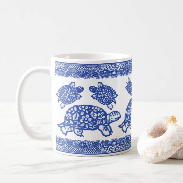 Caneca De Café Animais de estimação de tartaruga silvestre azul (Com Donut)