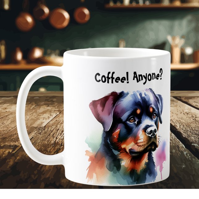 Caneca De Café Animais de Estimação Pretos Rottweiler Personalize (Personalize with a few words,)