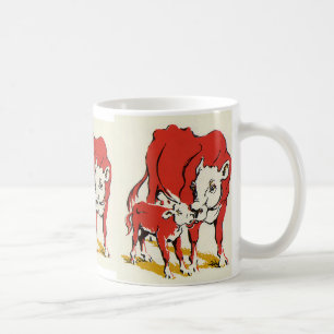 Caneca De Café Animais de Fazenda Antigos, Vaca Holstein com Beze