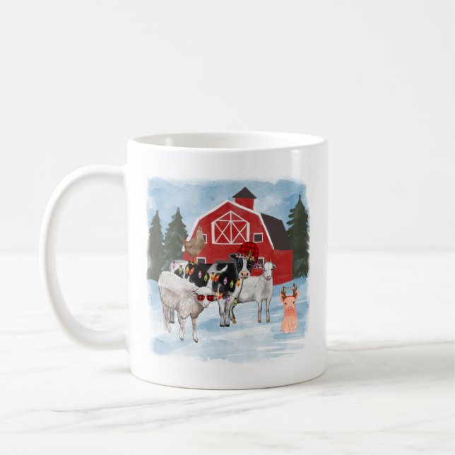 Caneca De Café Animais de Fazenda de Natal e Barn (Esquerda)