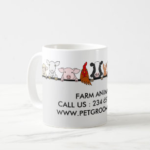 Caneca De Café Animais de Fazenda Ovelha Frango Vaca cliente