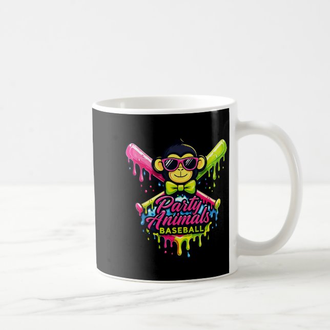 Caneca De Café Animais de festa macaco engraçado de beisebol  (Direita)