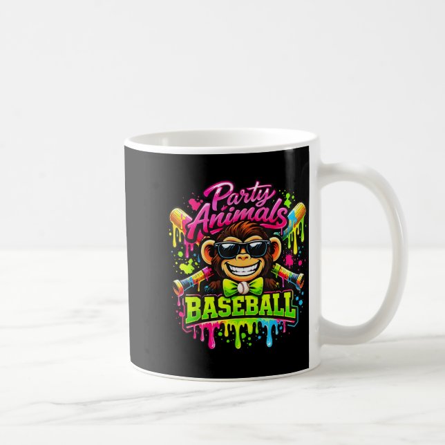 Caneca De Café Animais de festa meme macaco engraçado de beisebol (Direita)