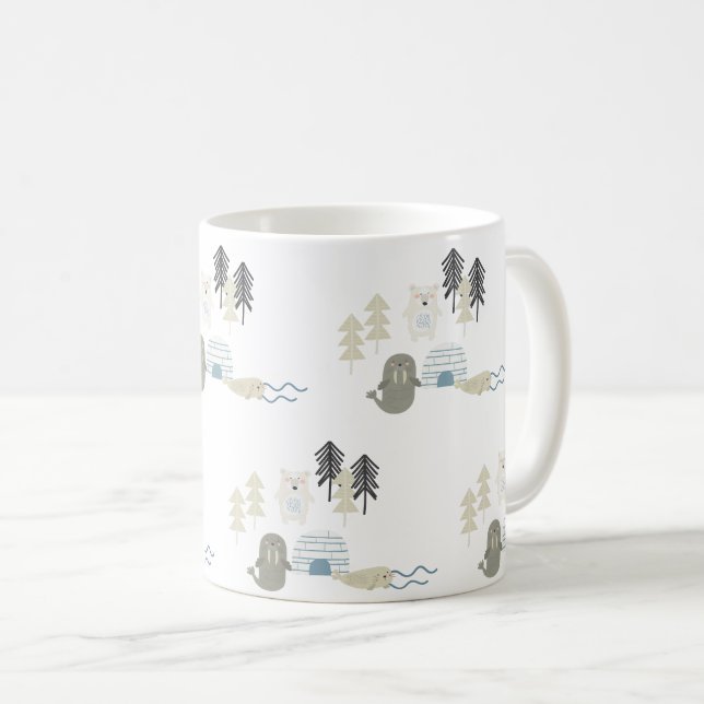 Caneca De Café Animais de inverno do Ártico Cinto (Frente Esquerda)
