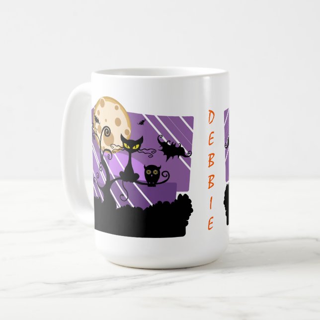 Caneca De Café Animais do Dia das Bruxas (Frente Esquerda)